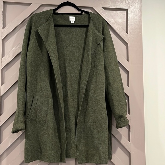 J. Crew Sweaters - J Crew Reimagined by J Crew Olive green long sleeve open cardigan with pockets M